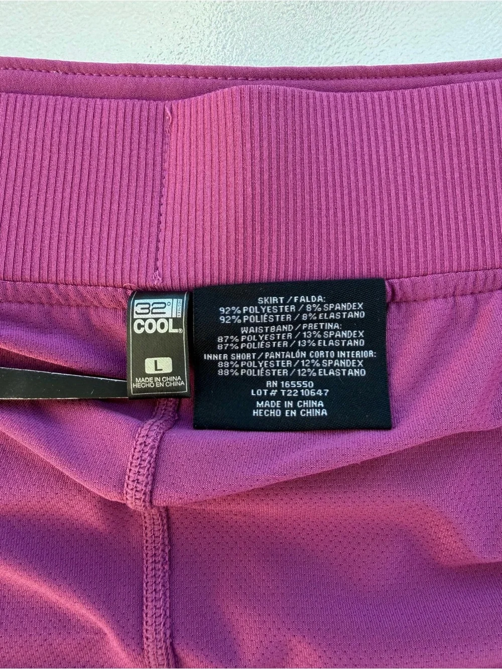 32 Degrees Raspberry Pink Athletic Activewear Skort ~ Women’s Large - Picture 6 of 7